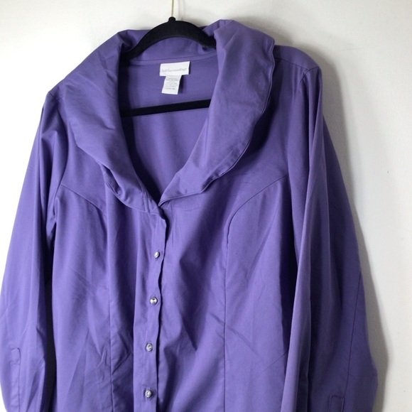 Soft Surroundings purple top large 14 button up - Picture 5 of 11